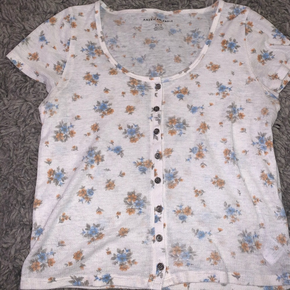 White Floral American Eagle Top
